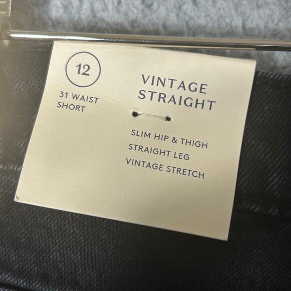 Universal Thread Jeans Womens 12S Short Black Vintage Straight Stretch Jeans NEW - Picture 11 of 16